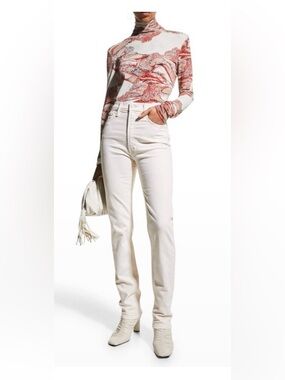 MOTHER Superior High Waisted Rider Skimp Cream Straight Leg Jeans Size 26”